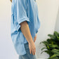 Linen Ruched Seam Cuffed Sleeve