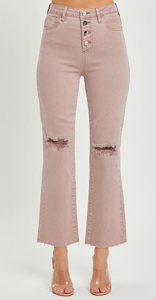 Tummy control ankle straight pants Mauve