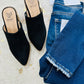 Black Suede Mules