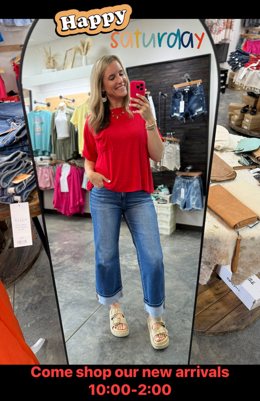 Oversized Ribbed Round Neck Tee