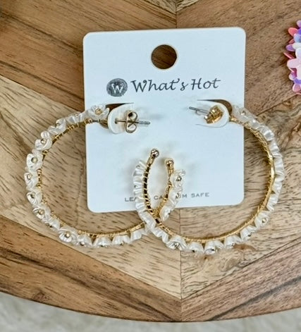 Pearlized Flower Hoops