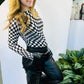 Checkered Mesh Long Sleeve Top