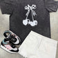 Checkered Bow Cherry Oversized Tee