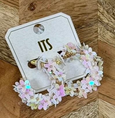 Flower Sequin Hoops