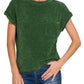 CHENILLE WAFFLE SHORT SLEEVE SWEATER