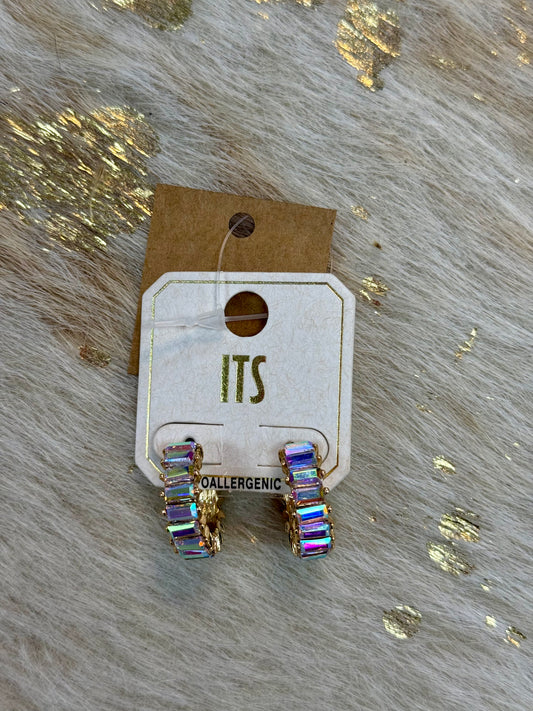 Crystal Baguette Huggie Earring