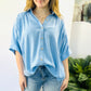 Linen Ruched Seam Cuffed Sleeve