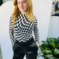 Checkered Mesh Long Sleeve Top