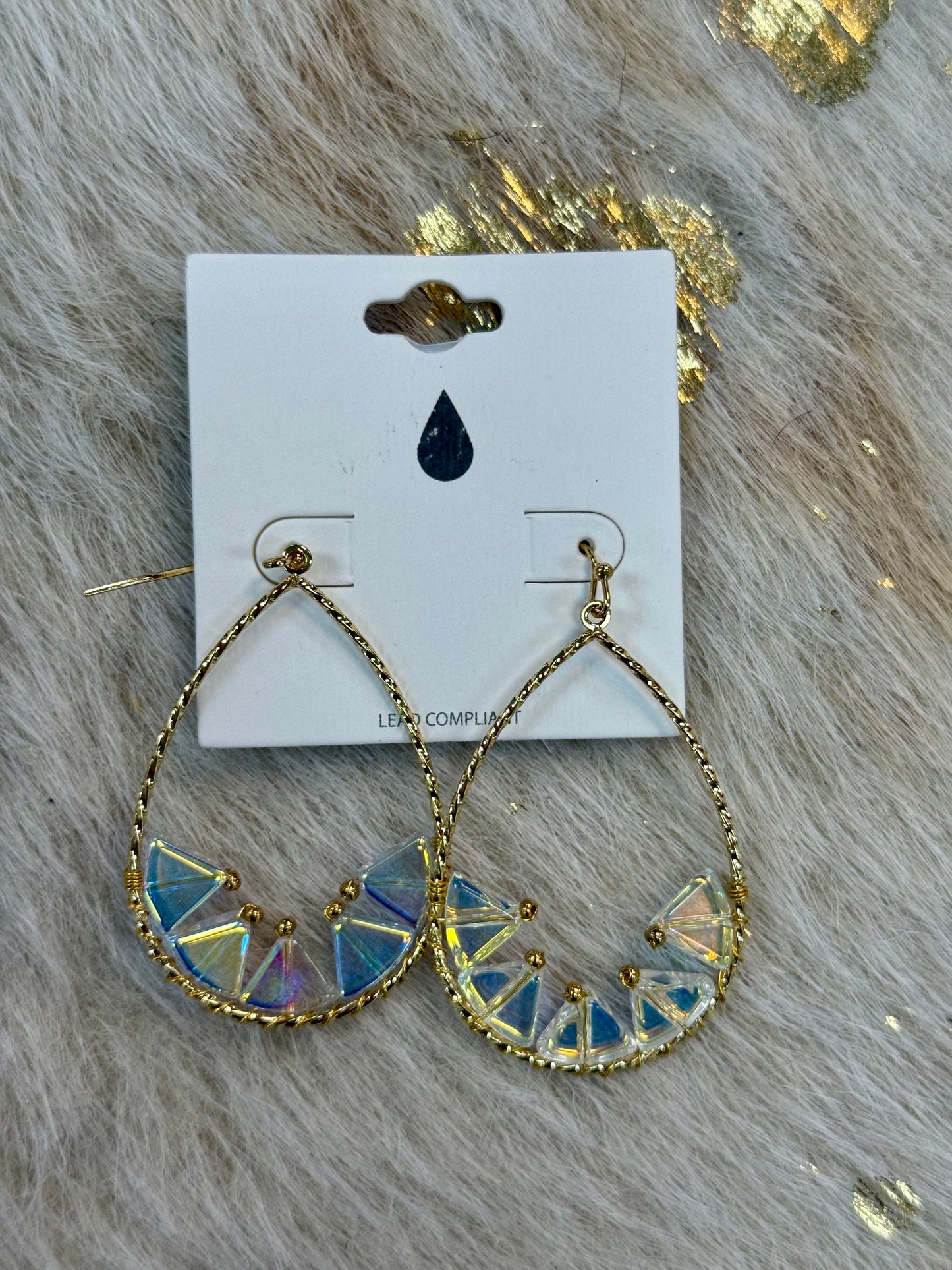 AB Stone with Open Teardrop Earring