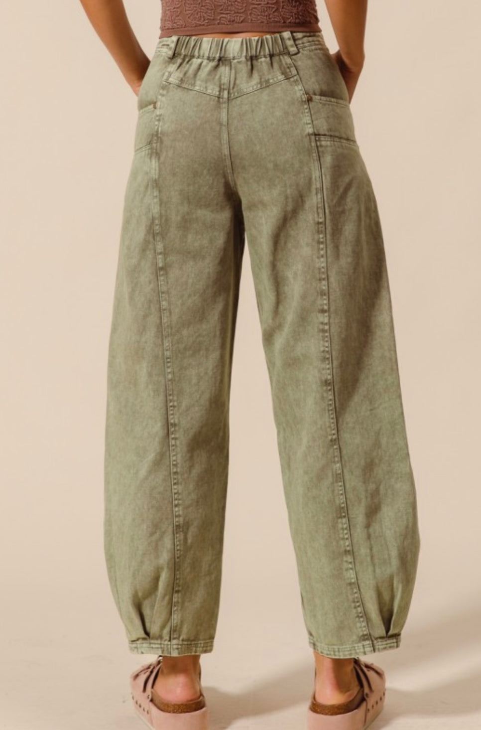 Olive Drift Barrel Jeans