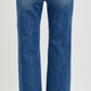 TUMMY CONTROL HIGH RISE WIDE LEG RAW CUT HEM JEANS