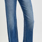 TUMMY CONTROL HIGH RISE WIDE LEG RAW CUT HEM JEANS