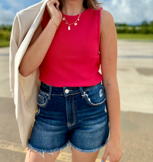 Raspberry Pop Knitted Crop