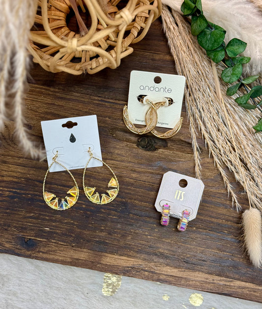 AB Stone with Open Teardrop Earring