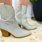 Rhinestone Block Heel Western Booties