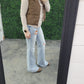 Mid Rise Button Down Flare -Light Risen