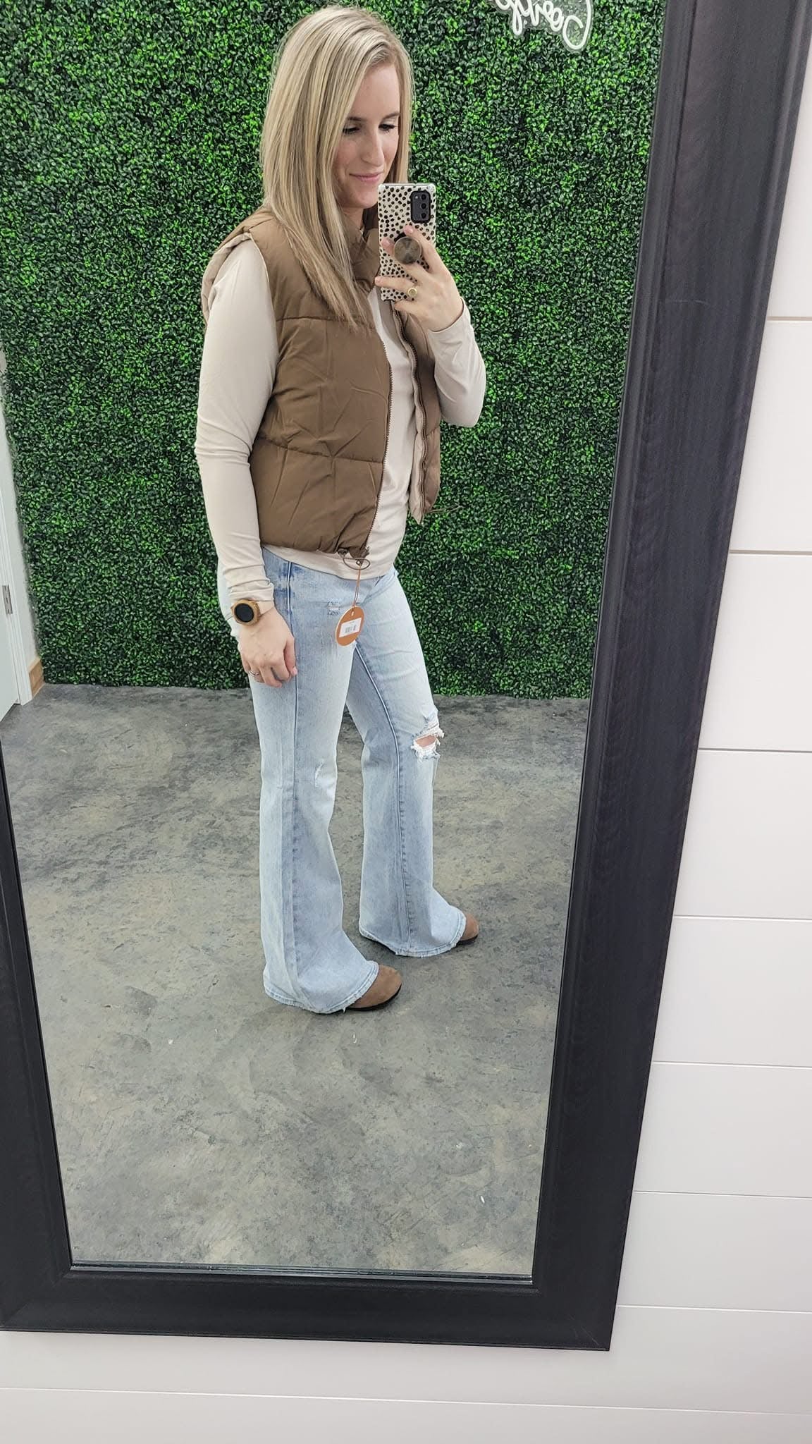 Mid Rise Button Down Flare -Light Risen