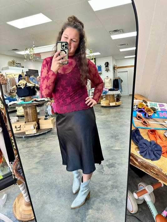 Black Satin Skirt