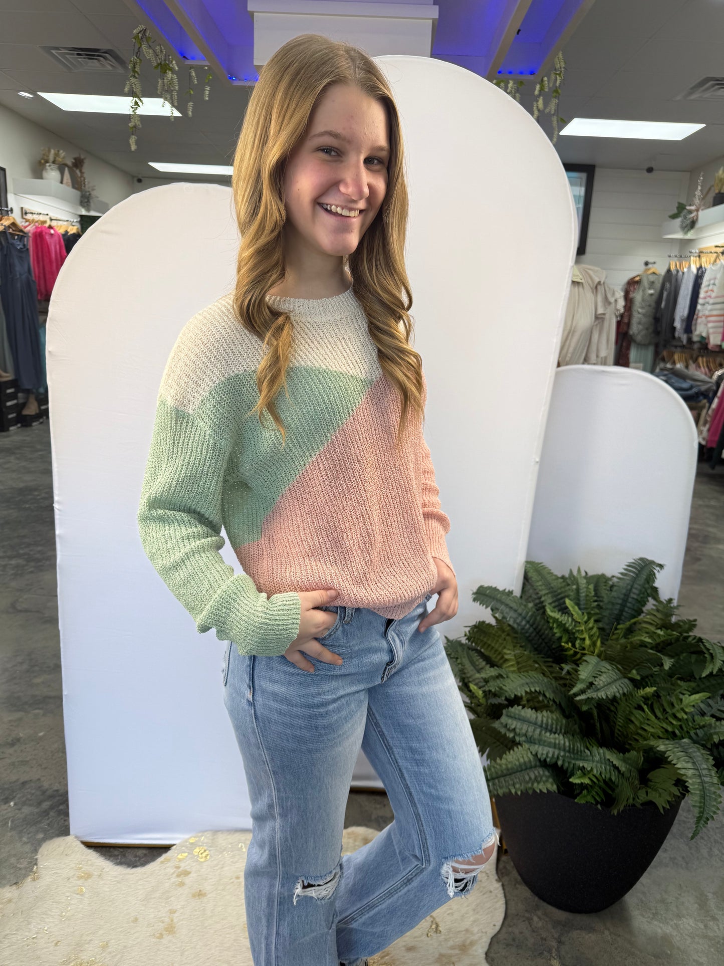 The Pastel Dream Color Block Sweater