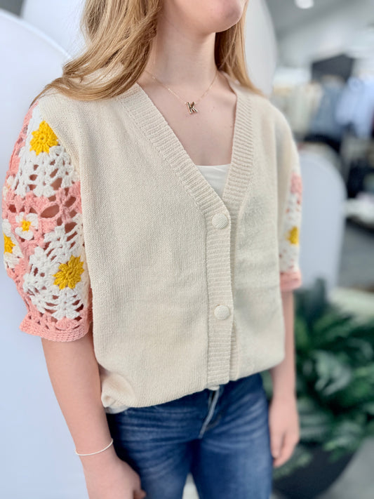 Flower Crochet Sweater Cardigan