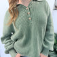 Pink Charm & Green Envy Ribbed Sweater