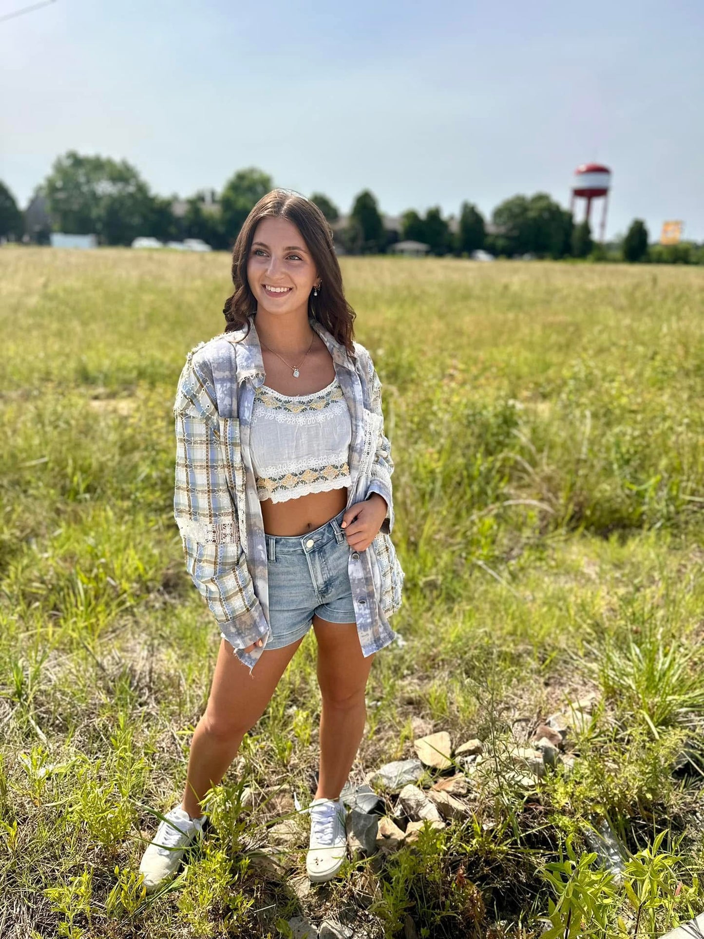 Crochet Floral Embroidery Crop Top