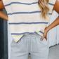 LAS Striped Batwing Sleeve Sweater Tee