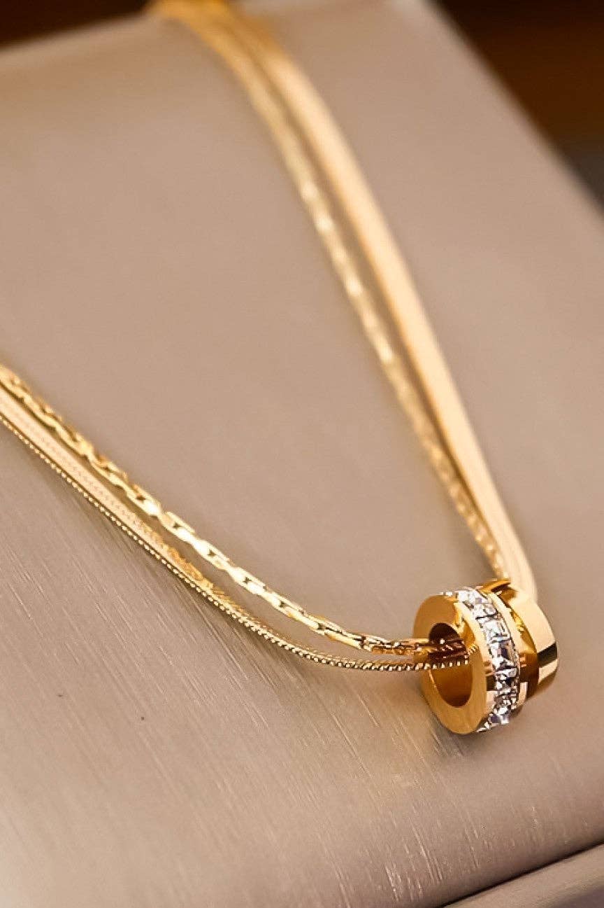 18K Gold Plated Waterproof Stainless Steel Chain Necklace - 6990