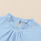 Flutter Sleeve Frilled Neck Textured Blouse