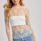 FLORAL EMBROIDERY LACE MESH LAYERING TOP