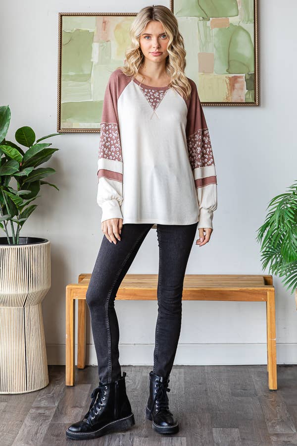 Wildflower Patchwork Waffle Knit Top