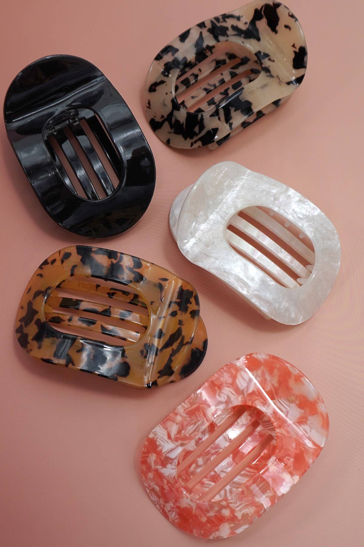 Jumbo Lay Flat Oval Hair Claw Clips