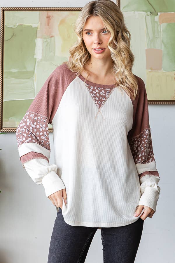 Wildflower Patchwork Waffle Knit Top