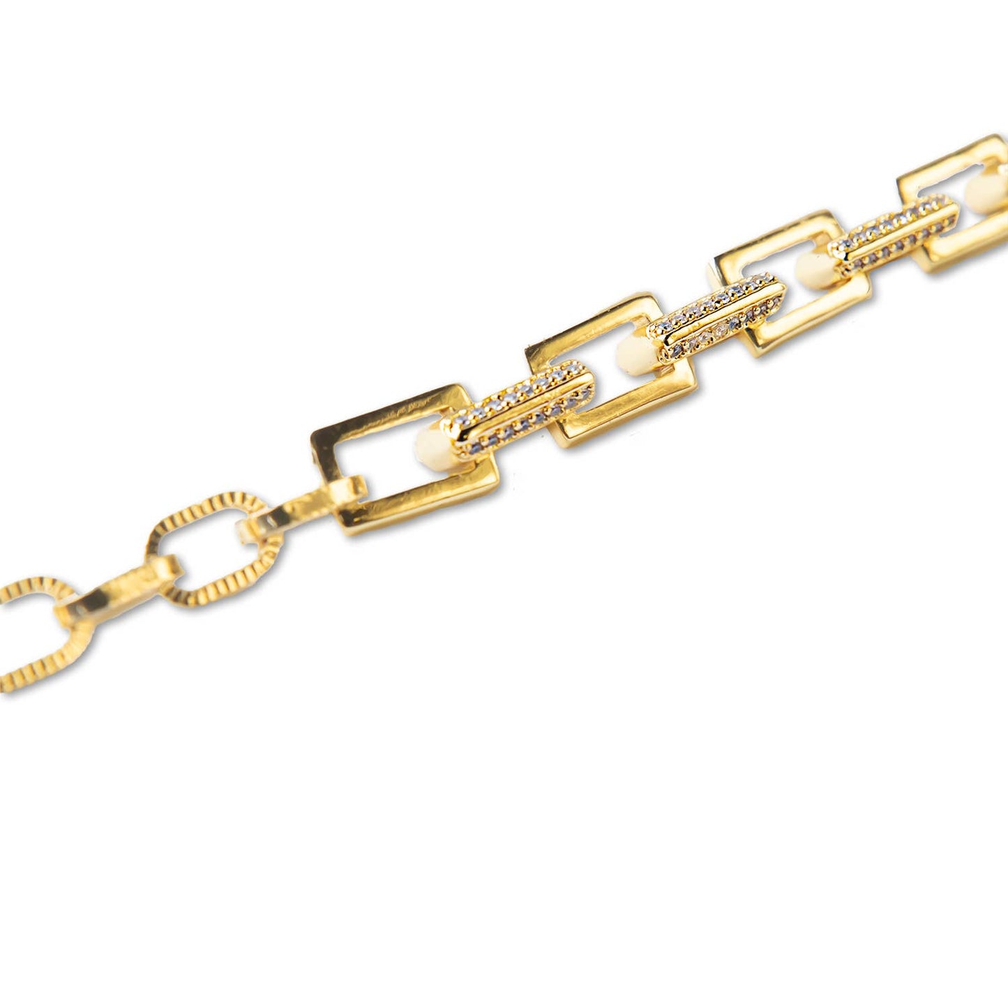 Tarnish Resistant Gold CZ Link Bracelet w/ Extender