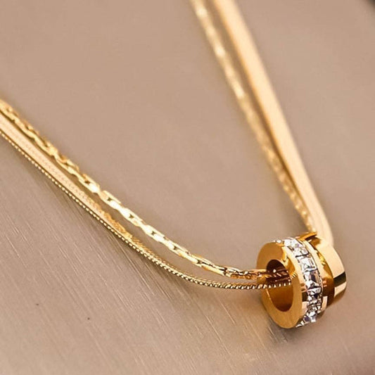 18K Gold Plated Waterproof Stainless Steel Chain Necklace - 6990
