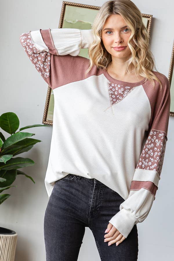 Wildflower Patchwork Waffle Knit Top