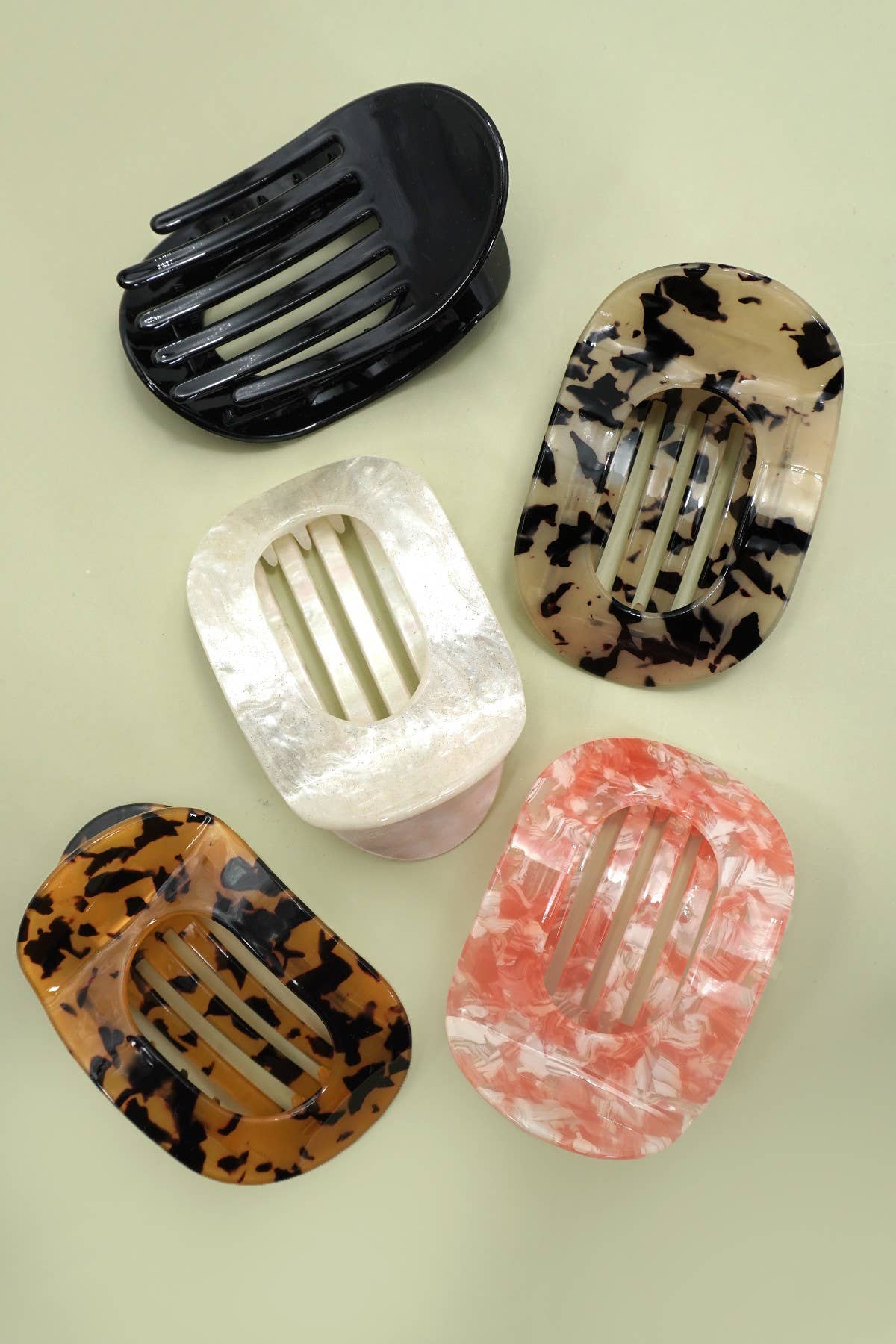 Jumbo Lay Flat Oval Hair Claw Clips