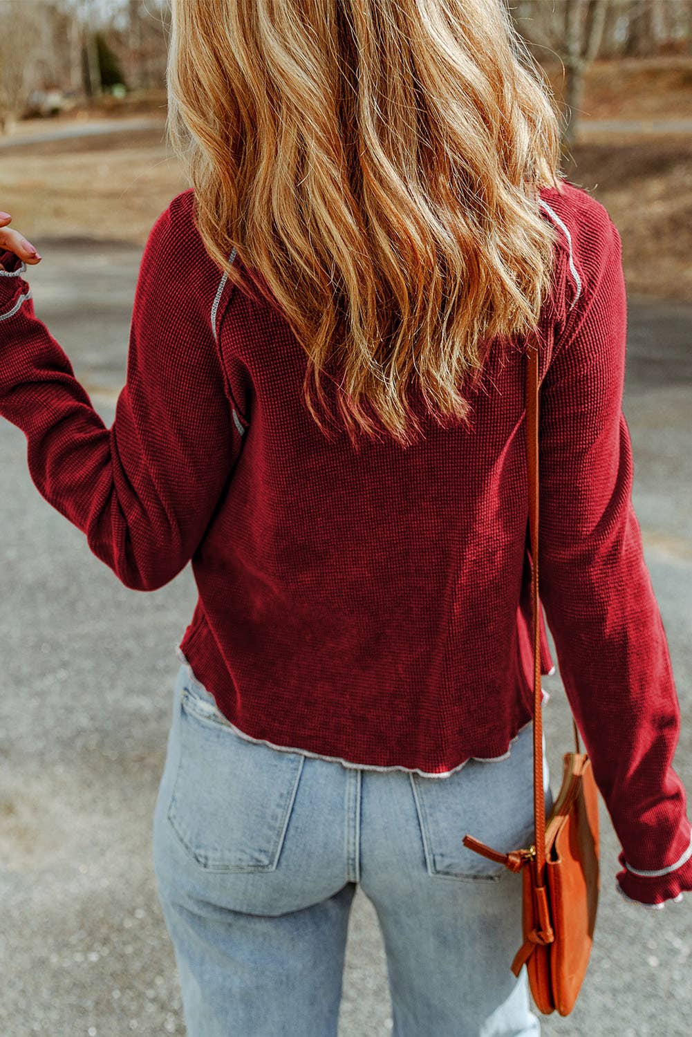 LDC Textured Round Neck Long Sleeve Top