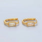 24K Gold Filled 18mm Baguette CZ Dotted Huggie Earrings