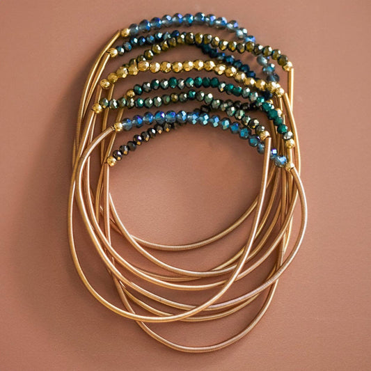 Boho Layered Spring Coil Guitar String Bracelet Set - 6963