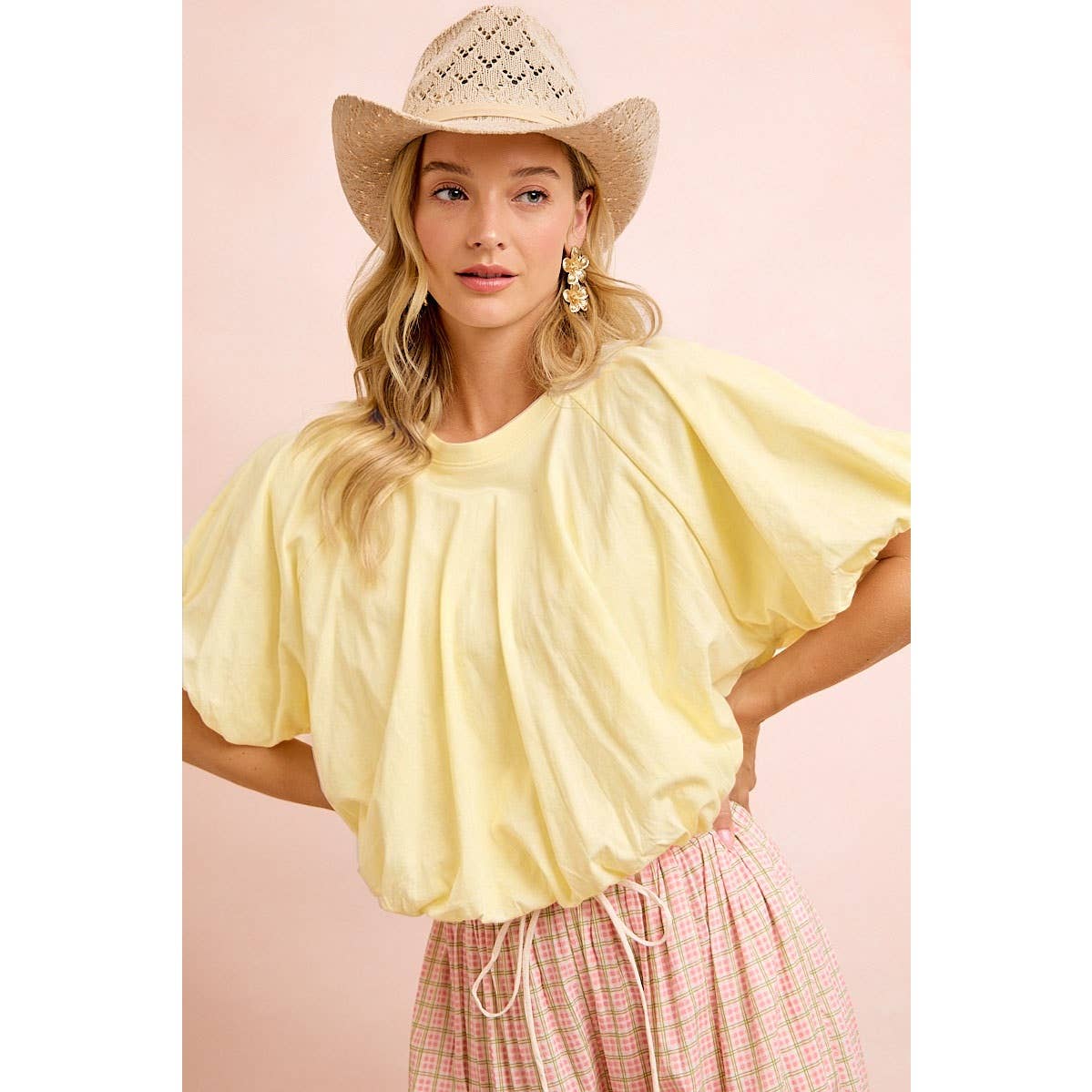 JERSEY BUBBLE SLEEVE TOP