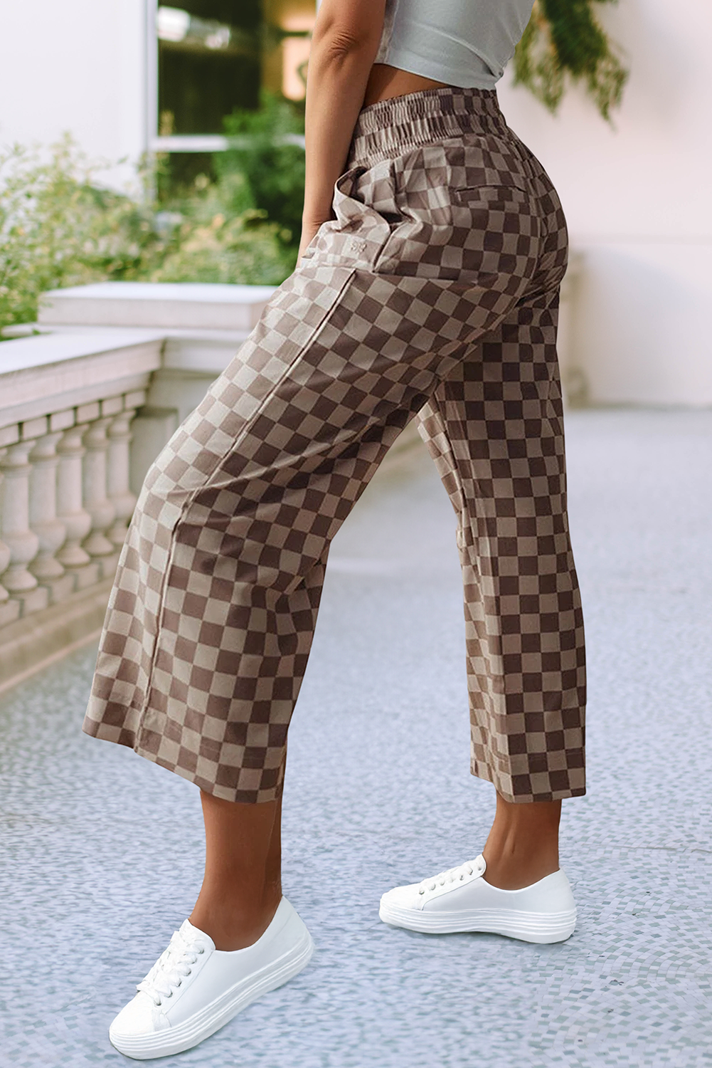 Khaki Checkered Comfort Pants