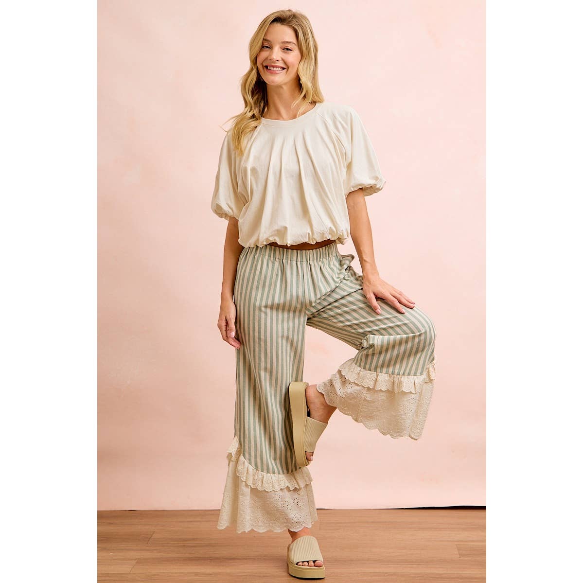 JERSEY BUBBLE SLEEVE TOP