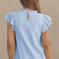 Flutter Sleeve Frilled Neck Textured Blouse