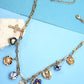 BLUE CERAMIC PORCELAIN HEART CROSS CHARM NECKLACE