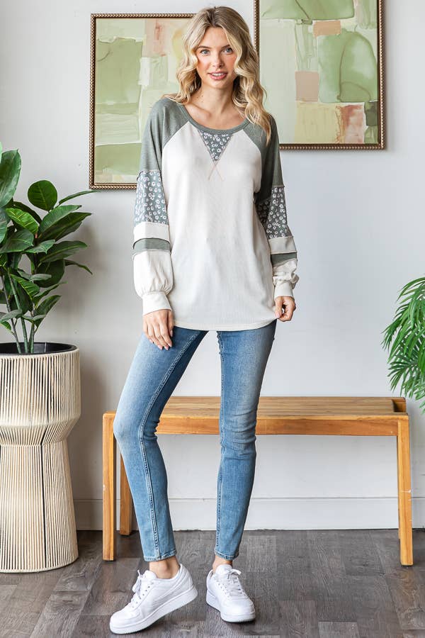 Wildflower Patchwork Waffle Knit Top