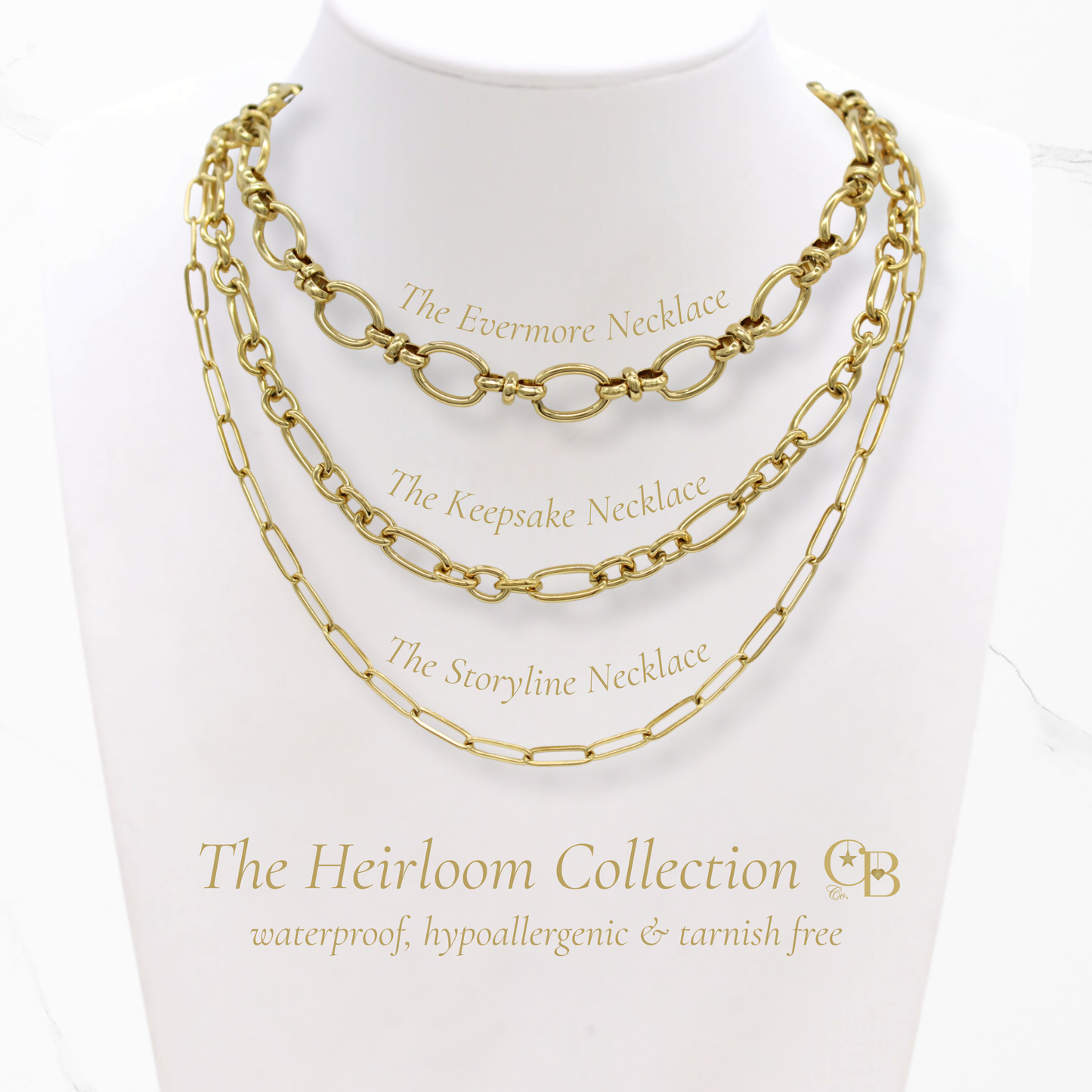 Gold Storyline Necklace | Waterproof, Hypoallergenic & Tarnish Resistant