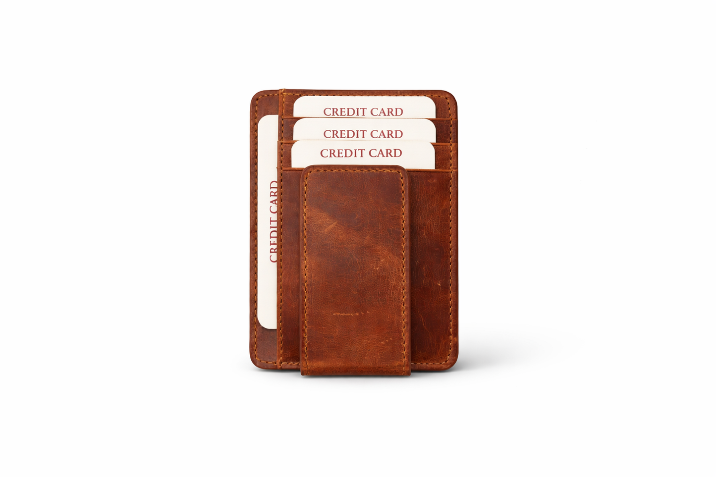 Leather Card Holder with Money Clip Minimalist Pocket wallet