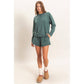 Mineral Wash Long Sleeve Raw Edge Top
