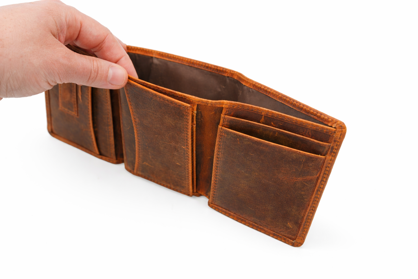 Leather Wallet for Men Handcrafted Distressed Trifold Wallet